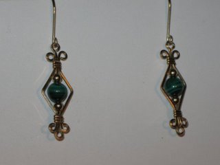E-11 14 carat gold filled wire with malachite and 14 carat gold beads $25.jpg